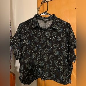 HotTopic Womens Crystal Button Blouse Size M